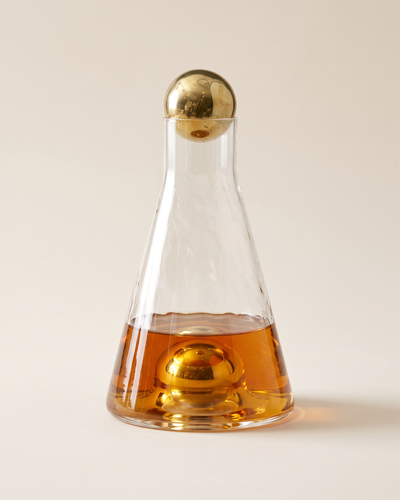 Cone Glass Decanter with Brass Spheres (One Piece)