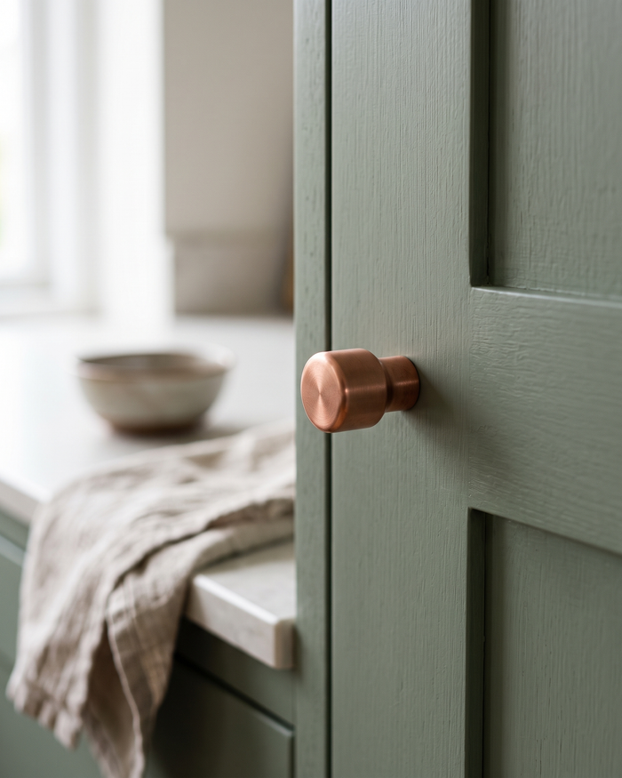 Cabinet Knob – 100% Solid Copper, Cylindrical Stock Design