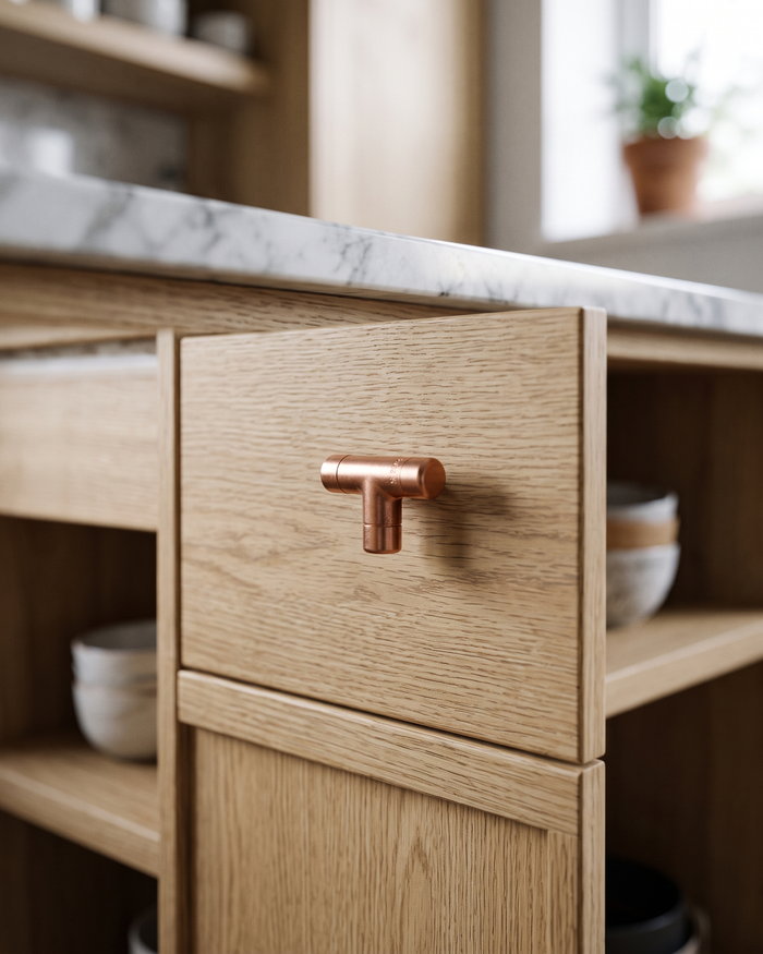 Cabinet Knob – 100% Solid Copper, T Shape