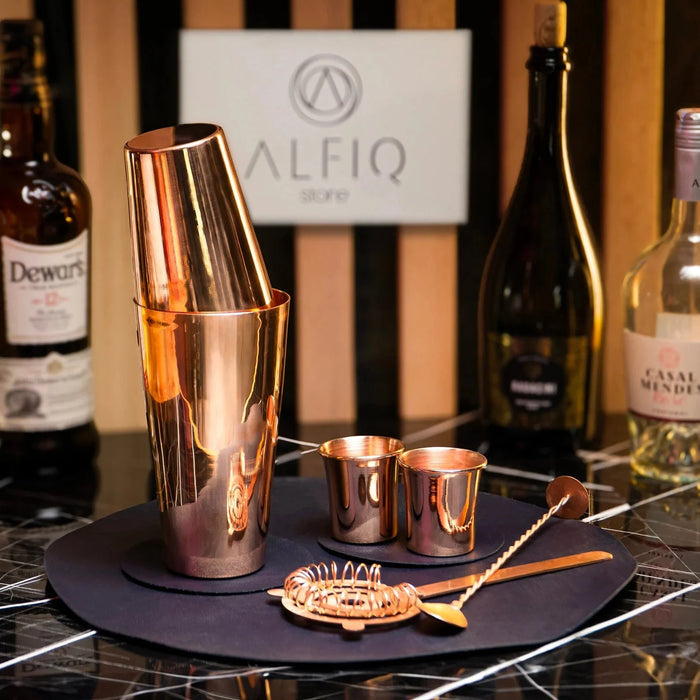 Handmade Copper Cocktail Set – Shaker, Shot Glasses, Spoon & Pick