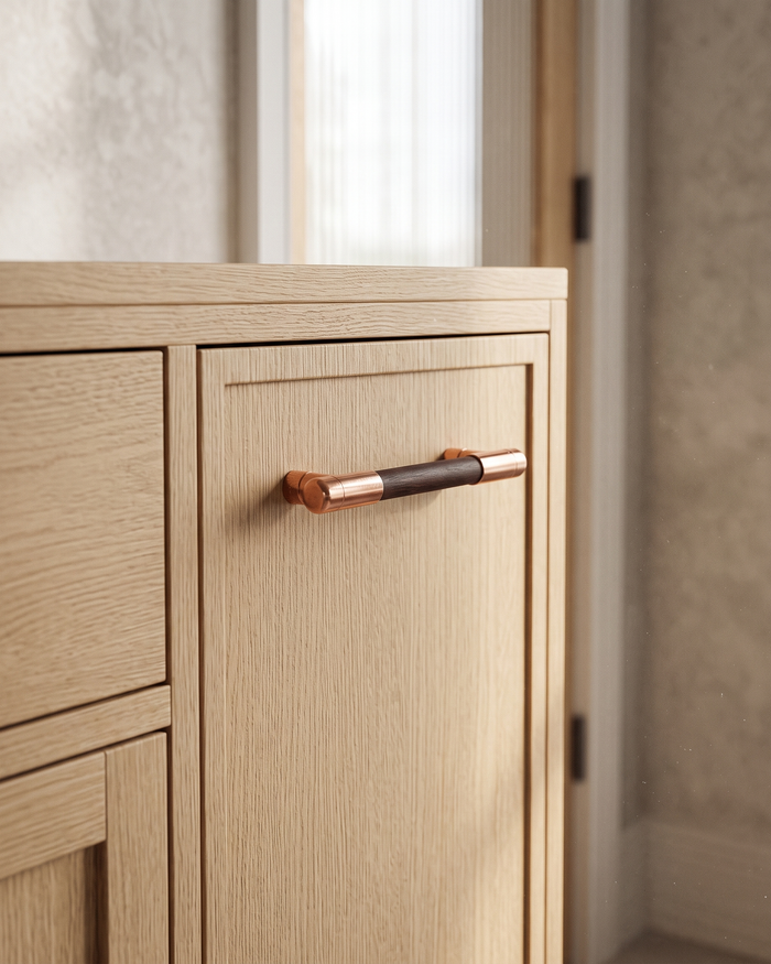 Cabinet Pull Handle – 100% Solid Copper, Chestnut Finish, 180 x 35 mm
