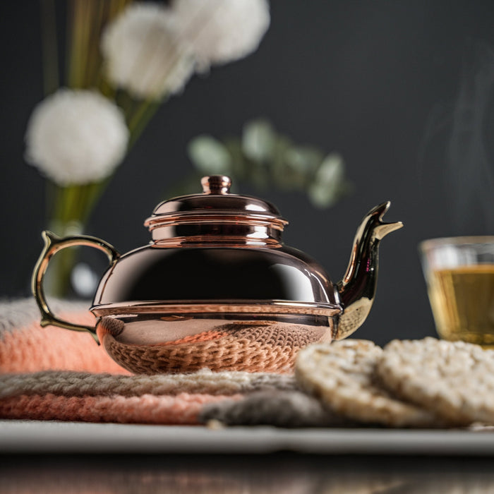 Pure Copper Herbal Teapot with Brass Handle, 900 ml