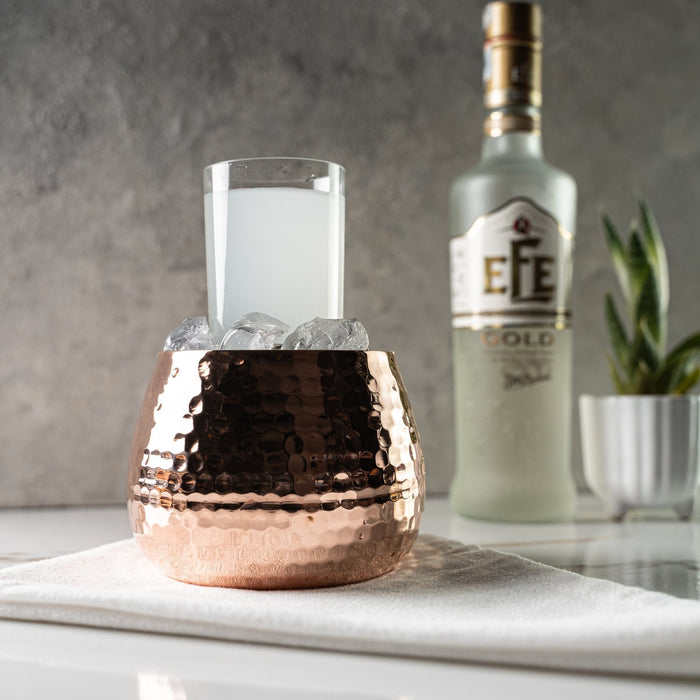 Handcrafted Hammered Copper Ice Bowl – Premium Drink and Glass Cooler Bowl