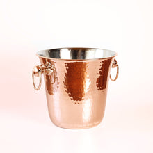 Handmade Hammered Copper Ice Bucket – Solid Copper with Brass Handles - Alfiq's Store