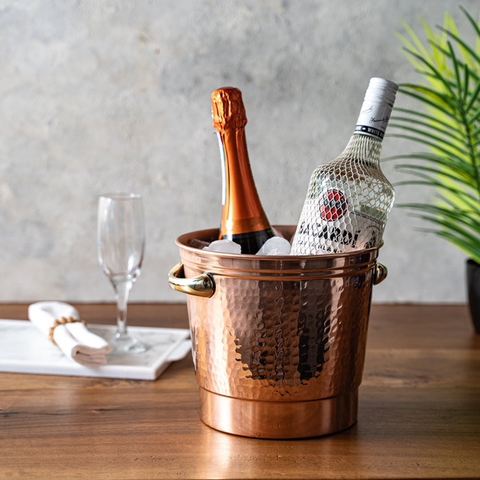 Handcrafted Hammered Copper Ice Bucket – Elegant Bar & Kitchen Essential
