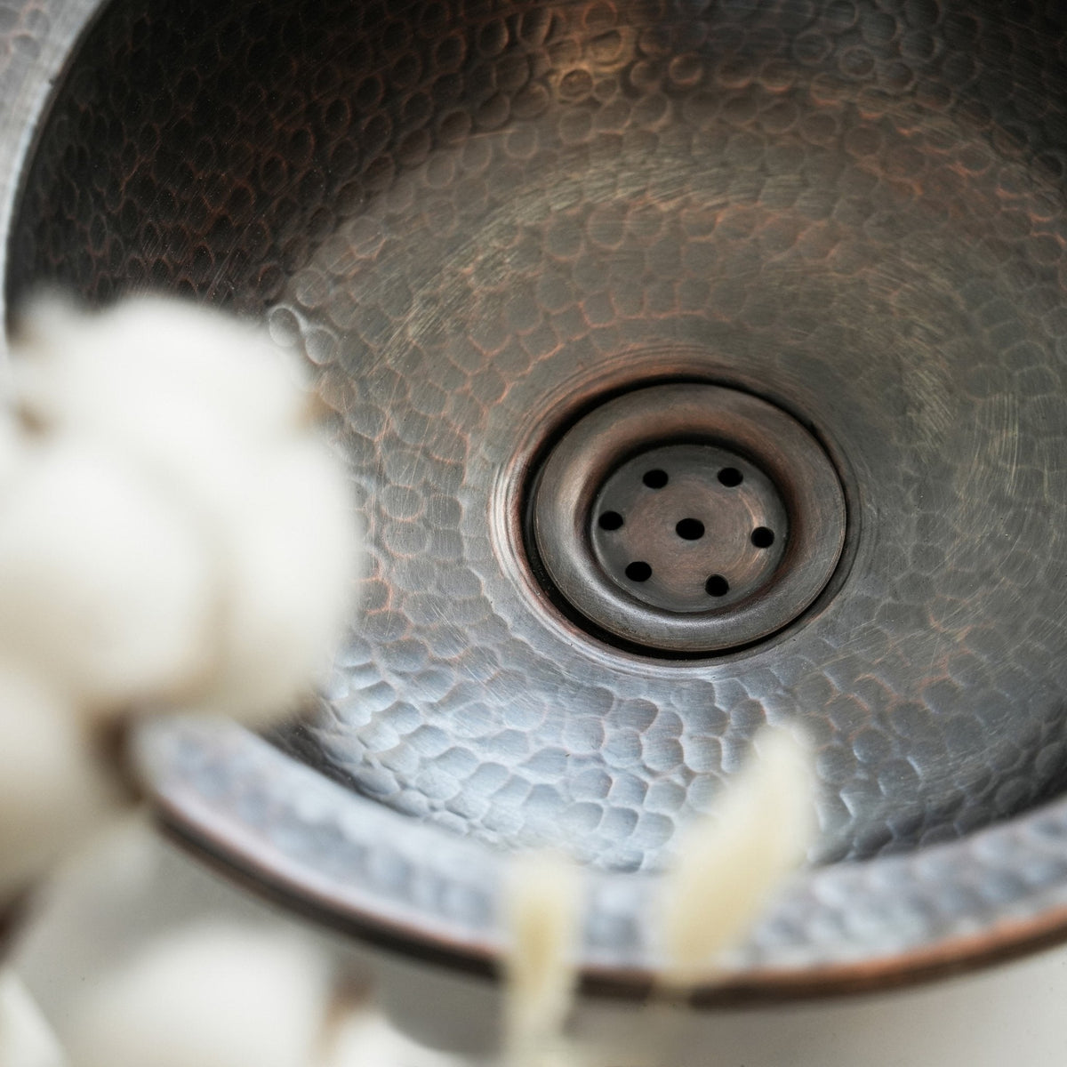 Handmade Round Dark Copper Drop - In Sink – Farmhouse Undermount/Drop - In Basin - Alfiq's Store