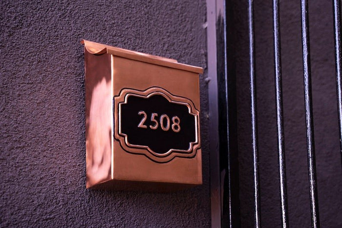 Handmade Copper Mailbox with Personalized Numbers – 12" x 6" x 4"