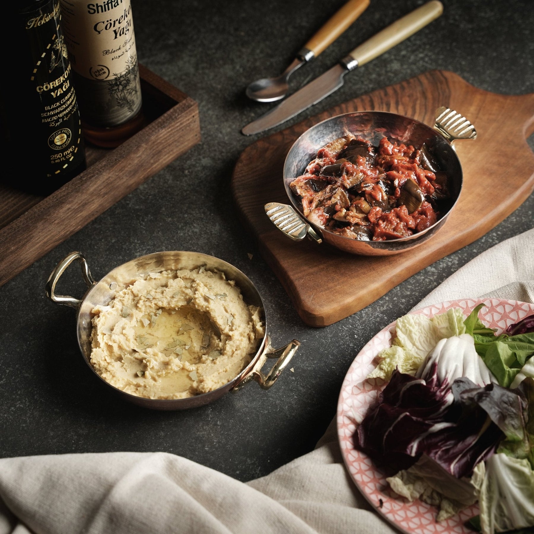 Handcrafted Copper Pan with Fish - Shaped Brass Handles – Traditional Turkish Sahan - Alfiq's Store
