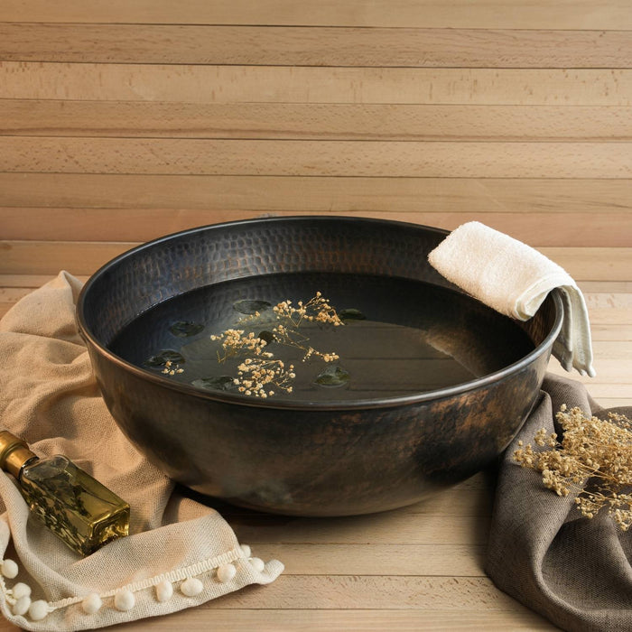 Handmade Dark Copper Pedicure Bowl – Luxurious Foot Soaking Bath for Spa & Home