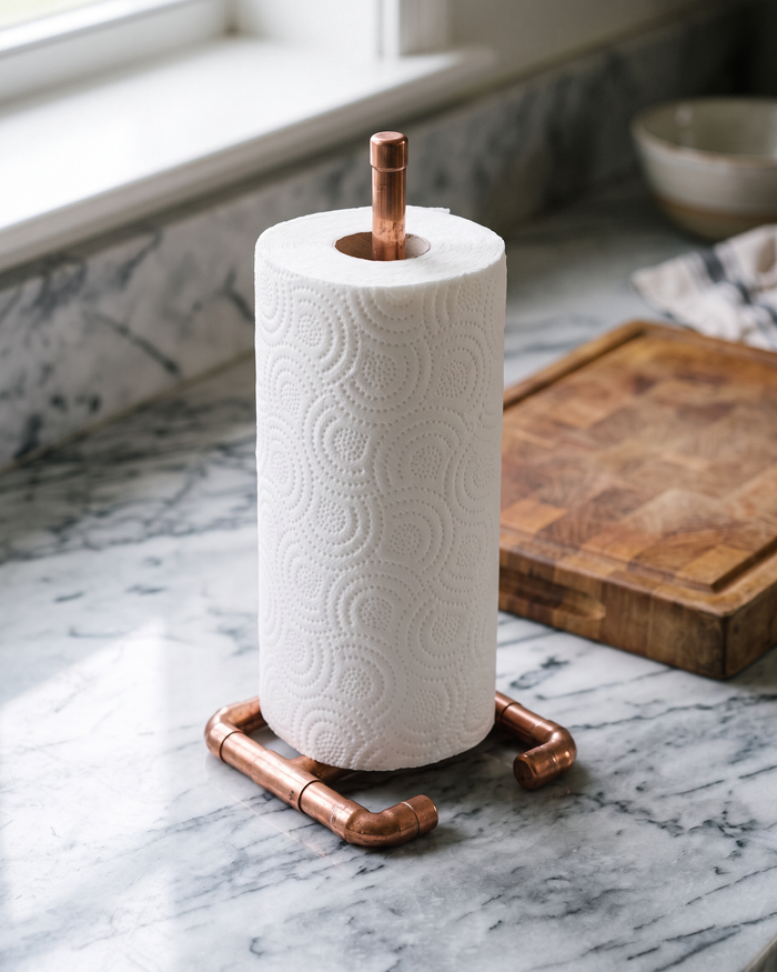 Paper Towel Holder for Kitchen – 100% Solid Copper Pipe, Handcrafted
