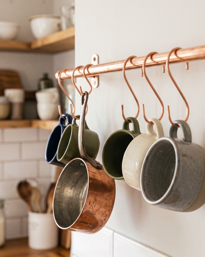 Kitchen S-Hooks Set of 6 – 100% Solid Copper, Hanging Organizer