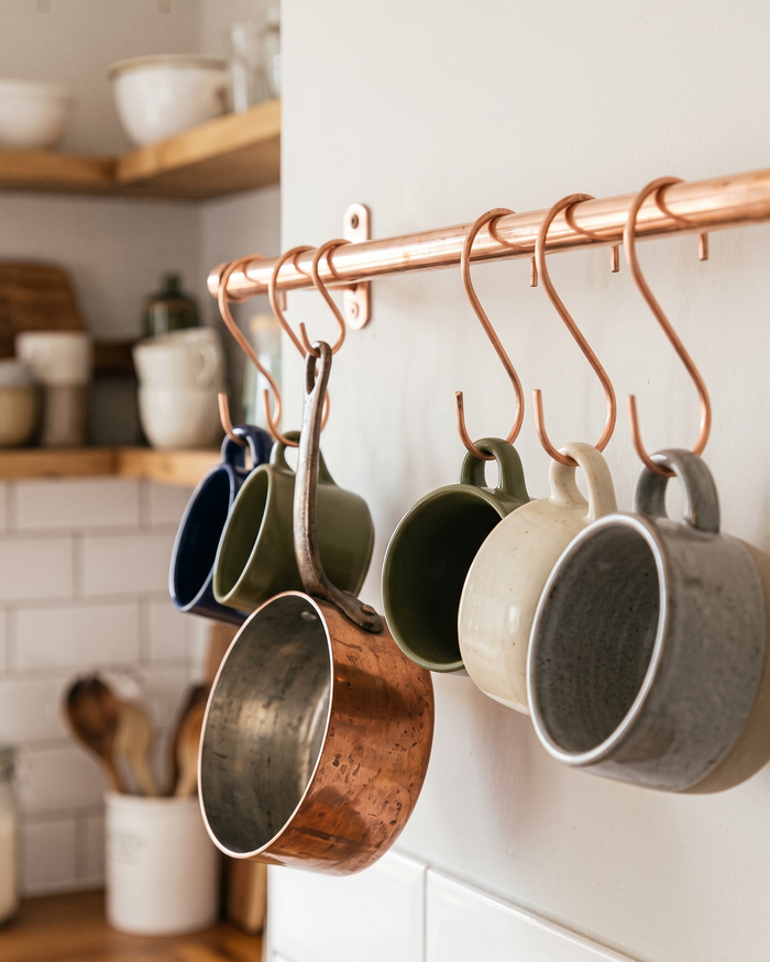 Kitchen S-Hooks Set of 6 – 100% Solid Copper, Hanging Organizer