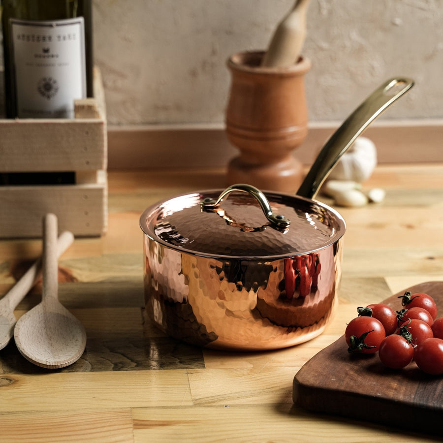 Handmade Copper Saucepan with Lid – Premium Cookware for Gourmet Cooking (2.5L) - Alfiq's Store