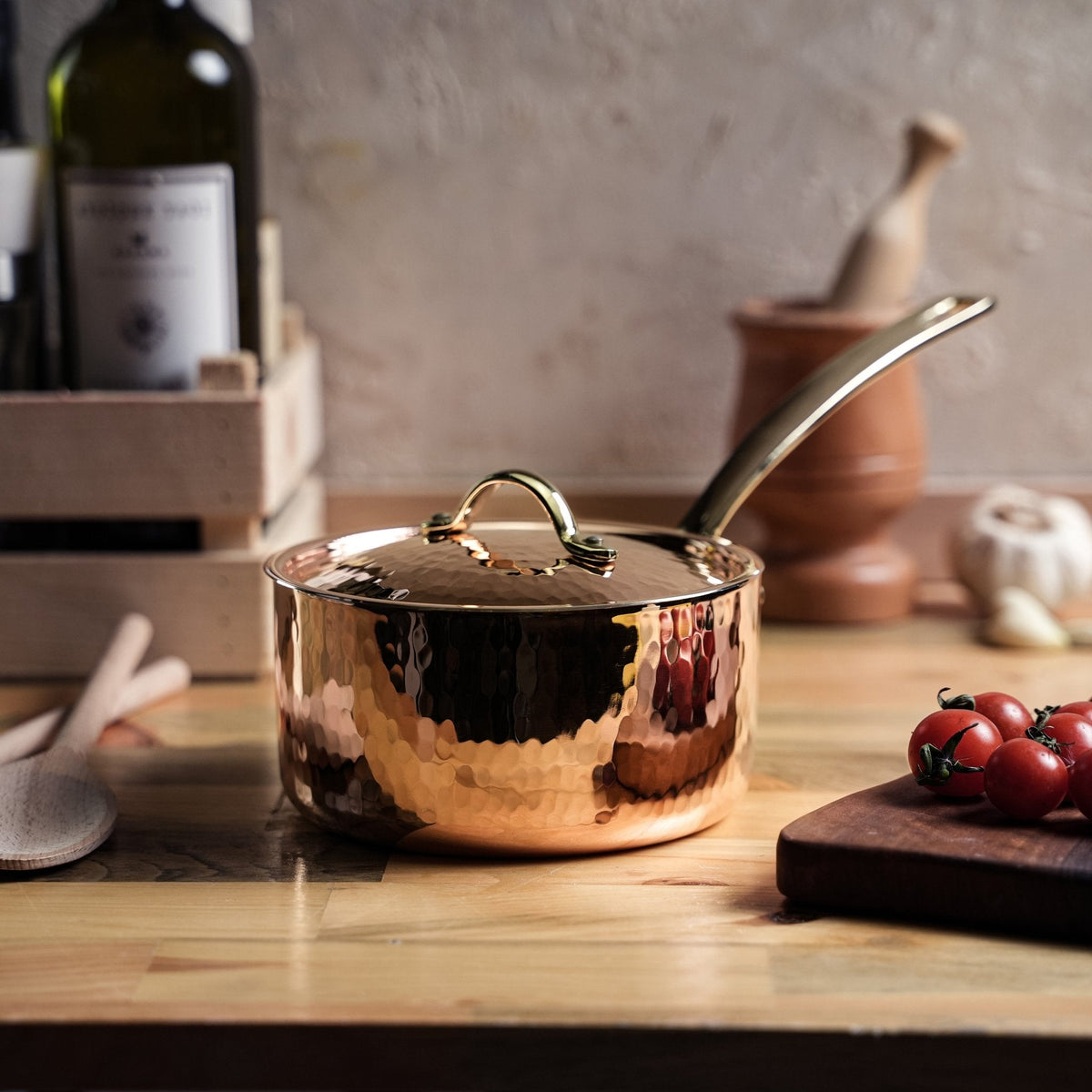 Handmade Copper Saucepan with Lid – Premium Cookware for Gourmet Cooking (2.5L) - Alfiq's Store