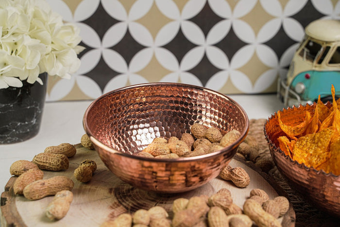 Handcrafted Solid Copper Snack Bowl – Elegant Serving Dish & Decorative Accent