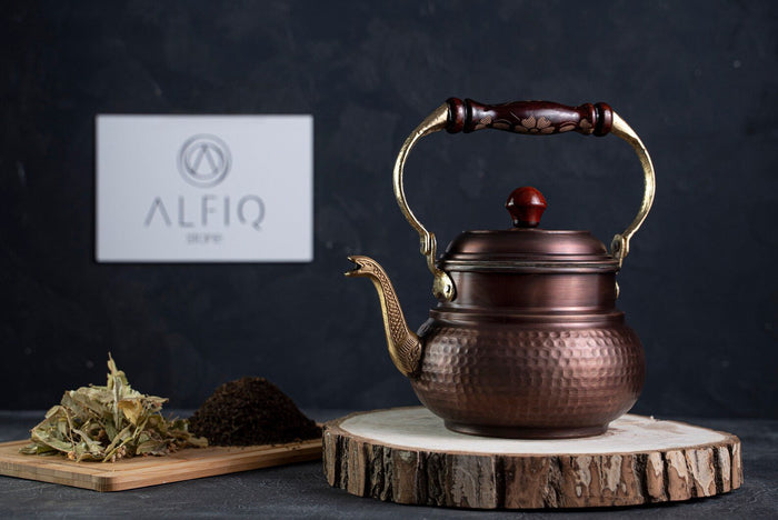 Solid Copper Stovetop Teapot, 1.6 Quart Dark Finish