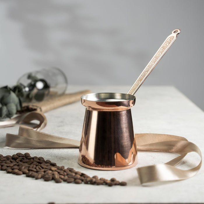 Handmade Copper Turkish Coffee Pot, Traditional Cezve for Authentic Brewing