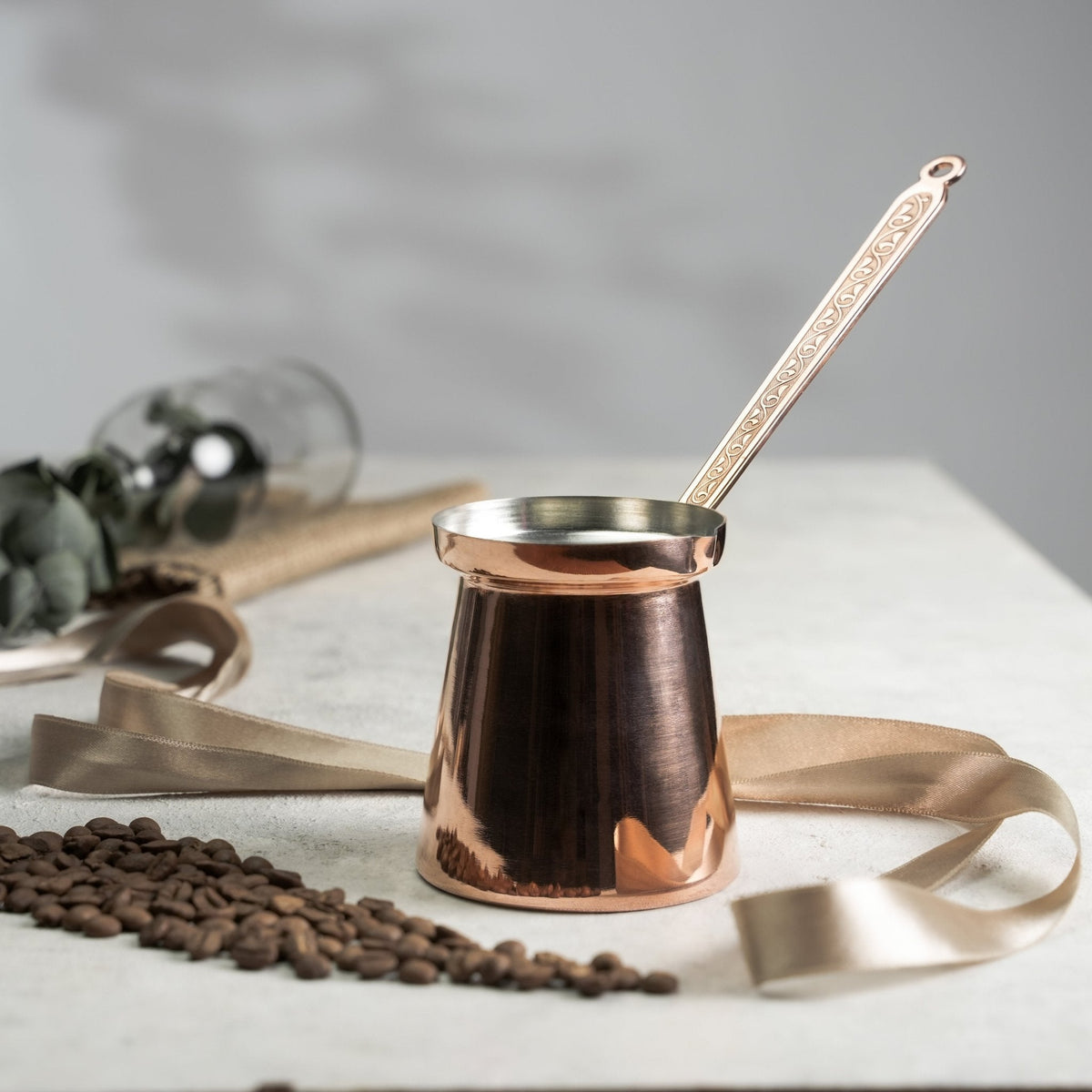 Handmade Copper Turkish Coffee Pot, Traditional Cezve for Authentic Brewing - Alfiq's Store