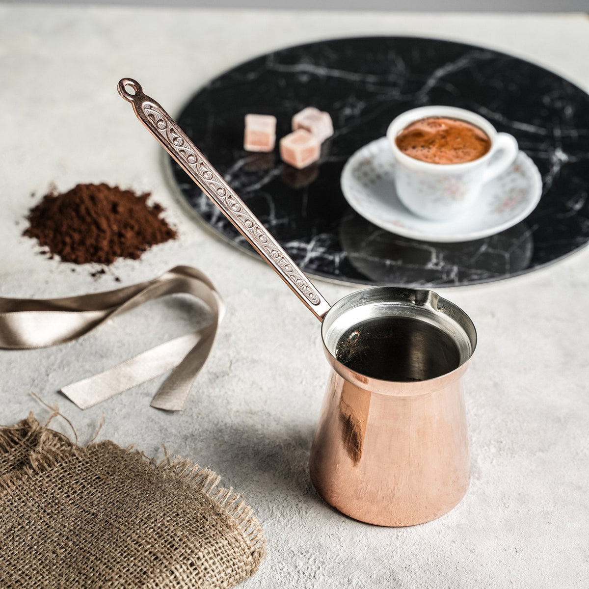 Handmade Copper Turkish Coffee Pot, Traditional Cezve for Authentic Brewing - Alfiq's Store