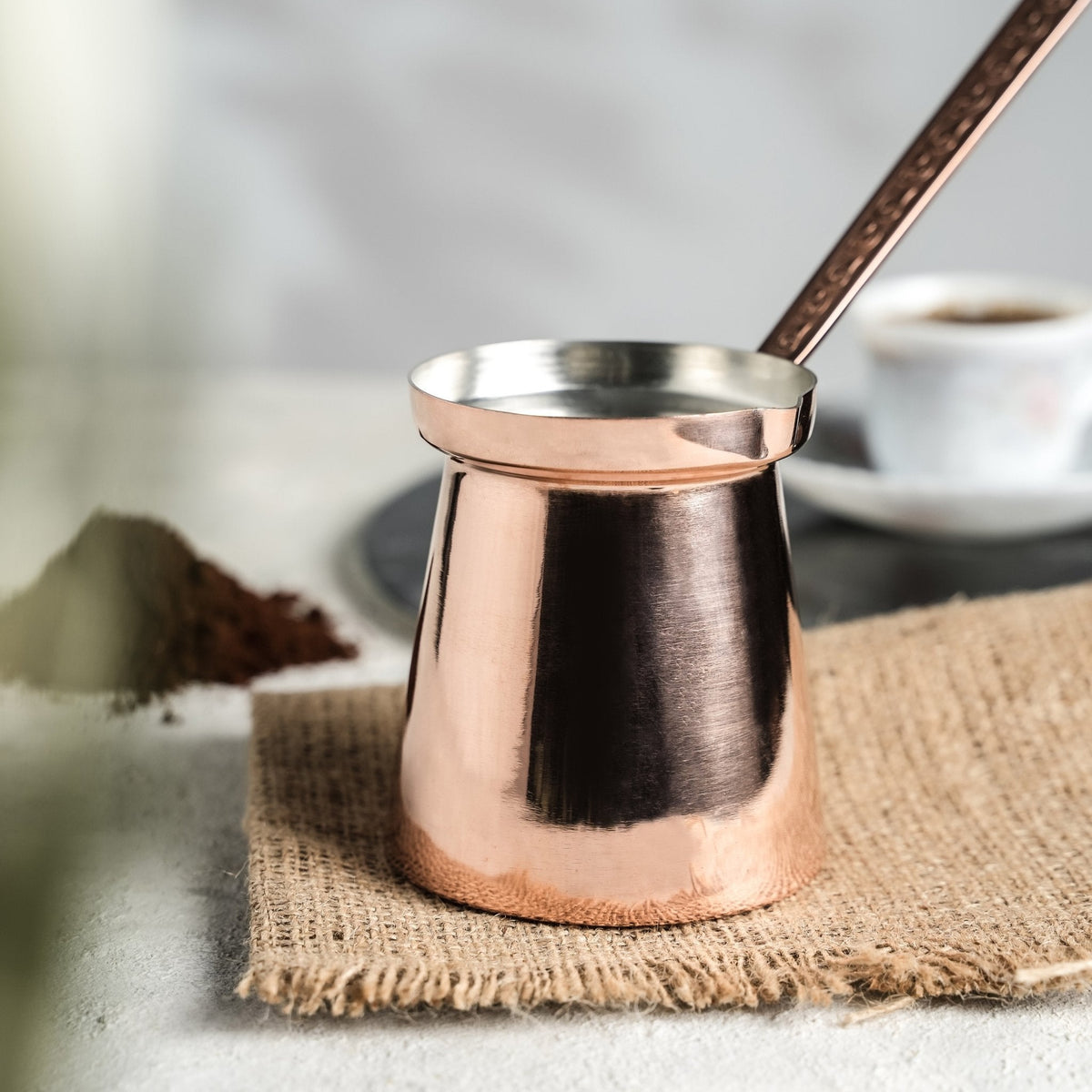 Handmade Copper Turkish Coffee Pot, Traditional Cezve for Authentic Brewing - Alfiq's Store