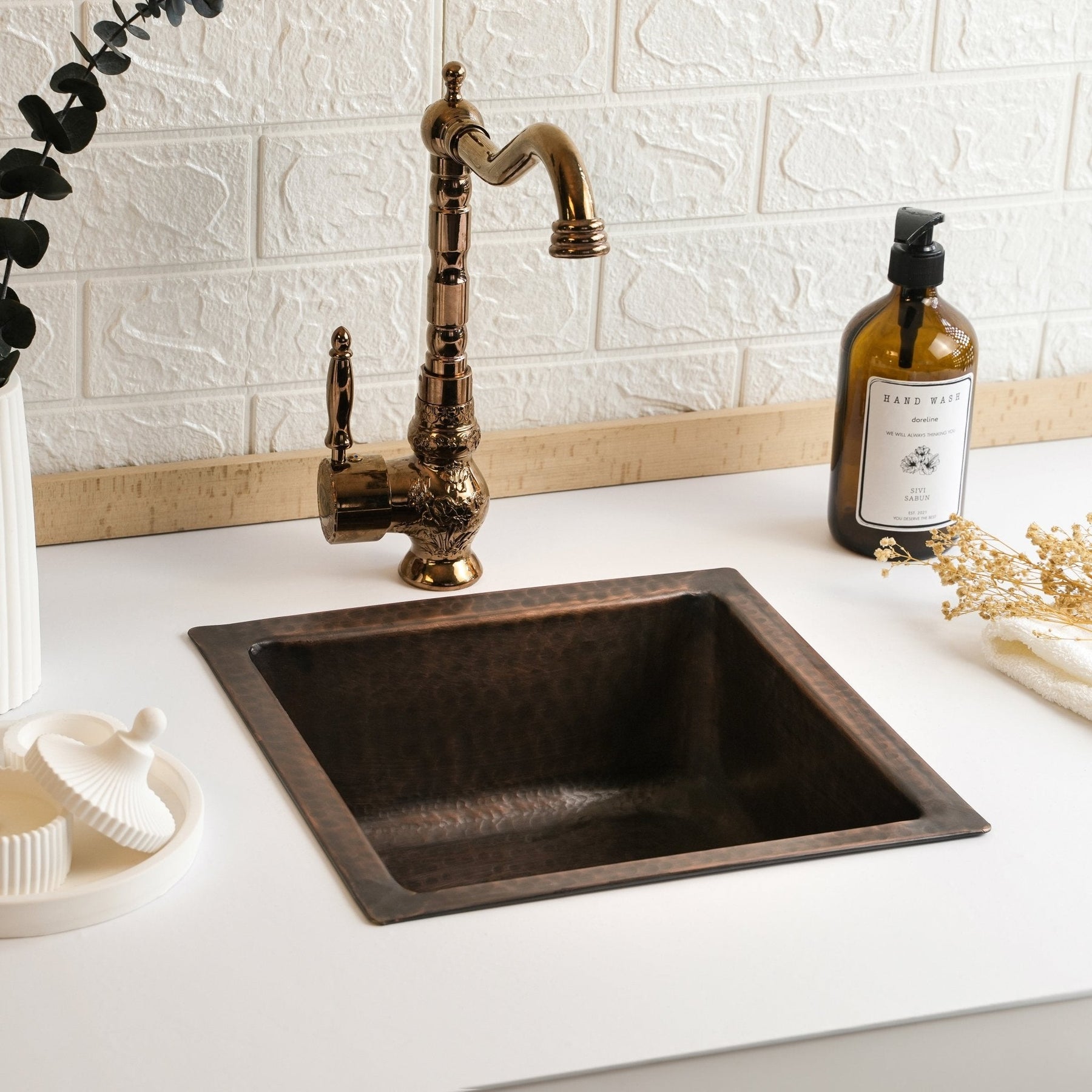 Solid Copper Undermount Kitchen and Bathroom Sink | Handmade Hammered Copper Vessel Sink *Drain Cap Included* - Alfiq's Store