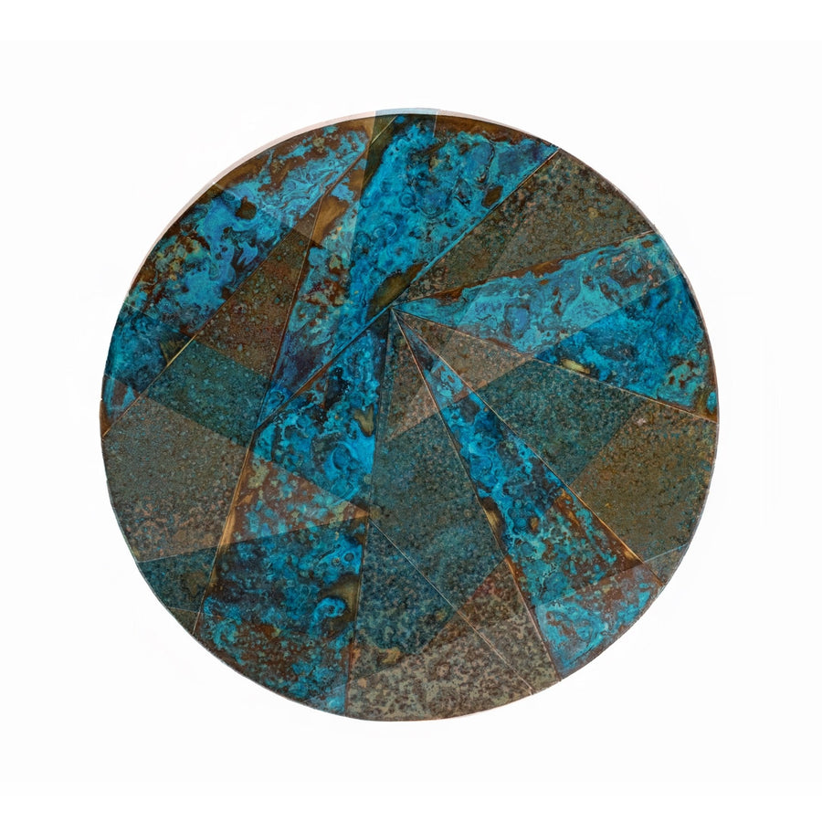 Handmade Solid Copper Wall Art With Verdigris Patina – Geometric Contrast Design - Alfiq's Store