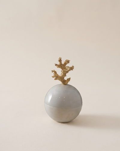 Coral Bonbonnière in White Marble