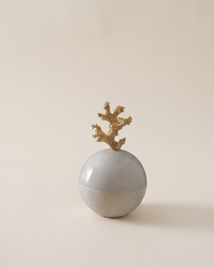 Coral Bonbonnière in White Marble
