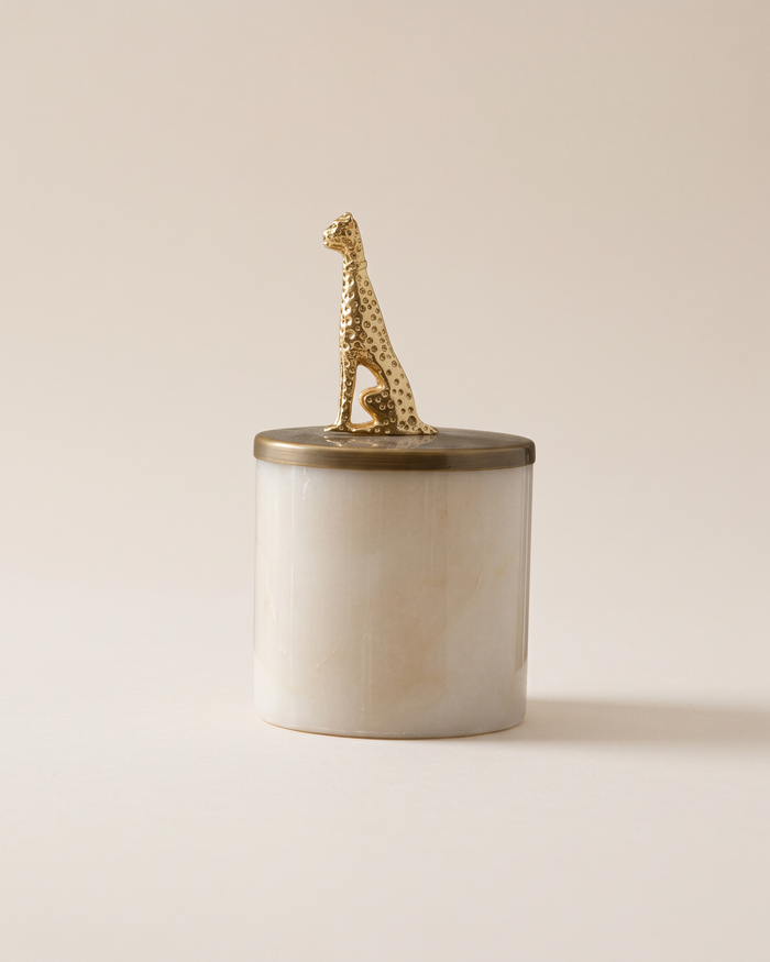 Marble Jar with Gold Cheetah Lid (One Piece)