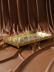 Dory Sculptural Gold Tray with Mirrored Base - Alfiq's Store