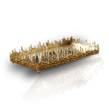 Dory Sculptural Gold Tray with Mirrored Base - Alfiq's Store