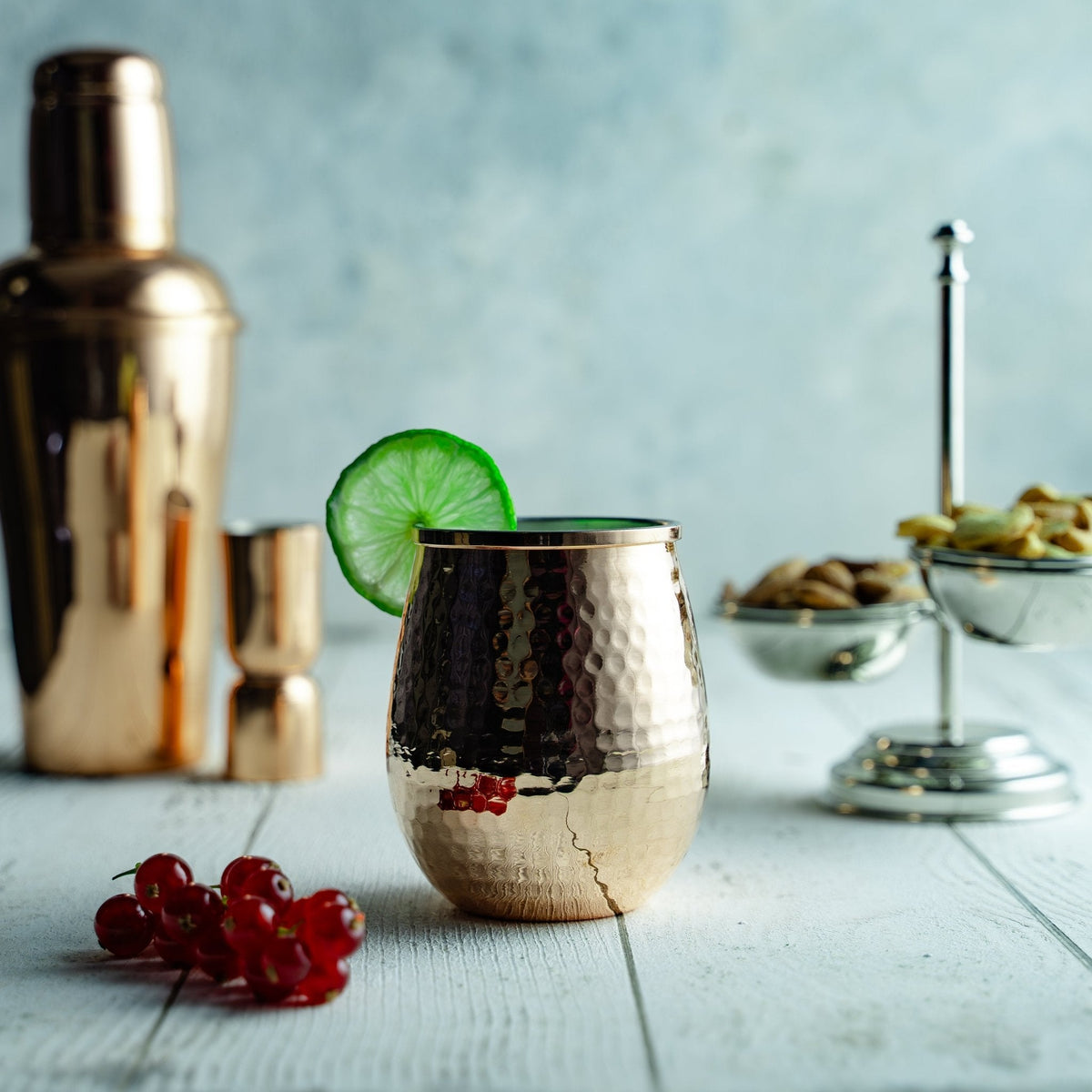 Set of Two Hand - Hammered Copper Glasses – 450ml Stemless Drinkware - Alfiq's Store