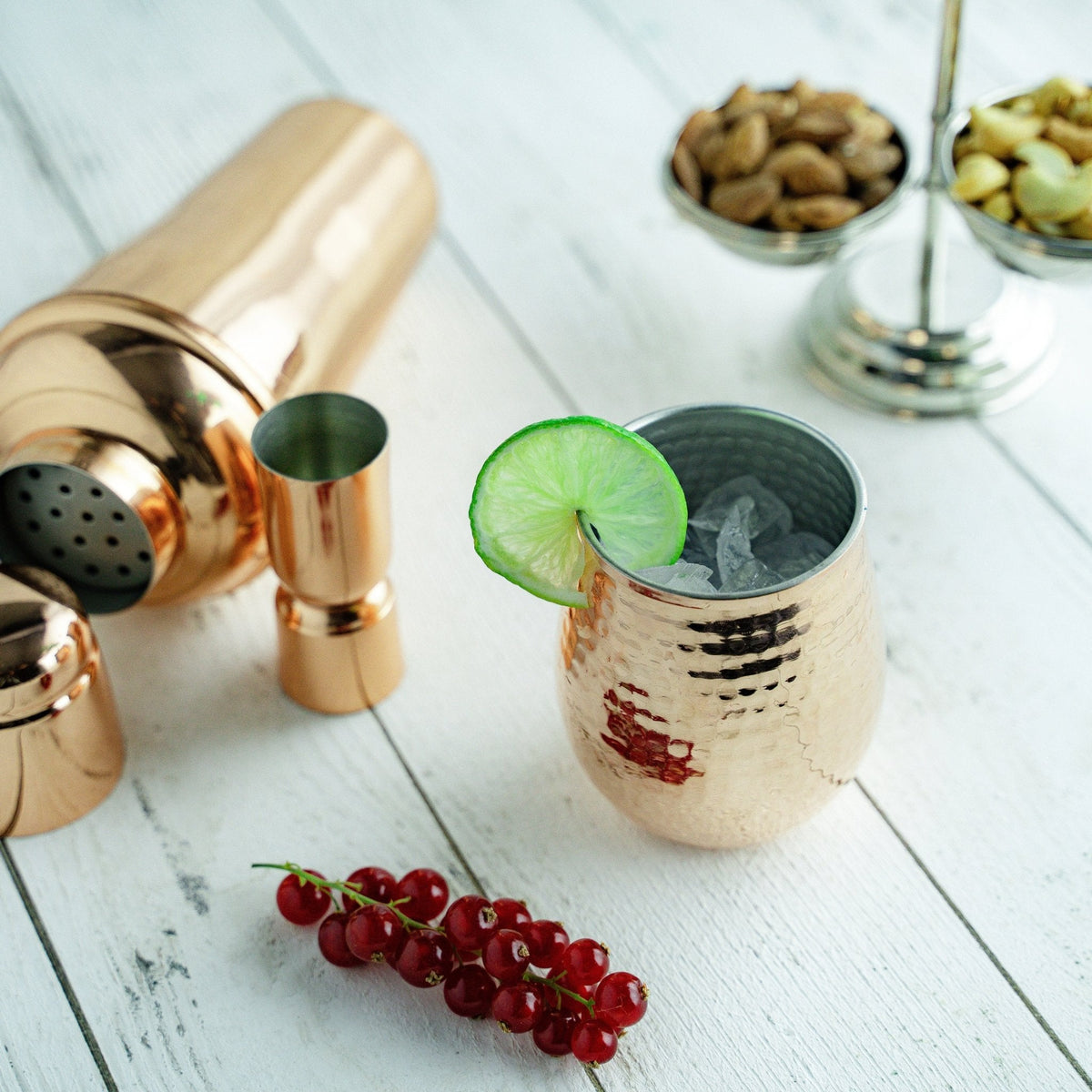 Set of Two Hand - Hammered Copper Glasses – 450ml Stemless Drinkware - Alfiq's Store