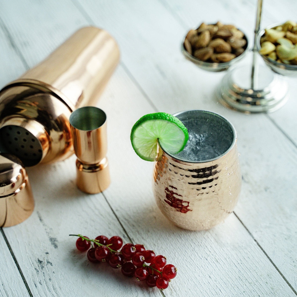 Set of Two Hand - Hammered Copper Glasses – 450ml Stemless Drinkware - Alfiq's Store
