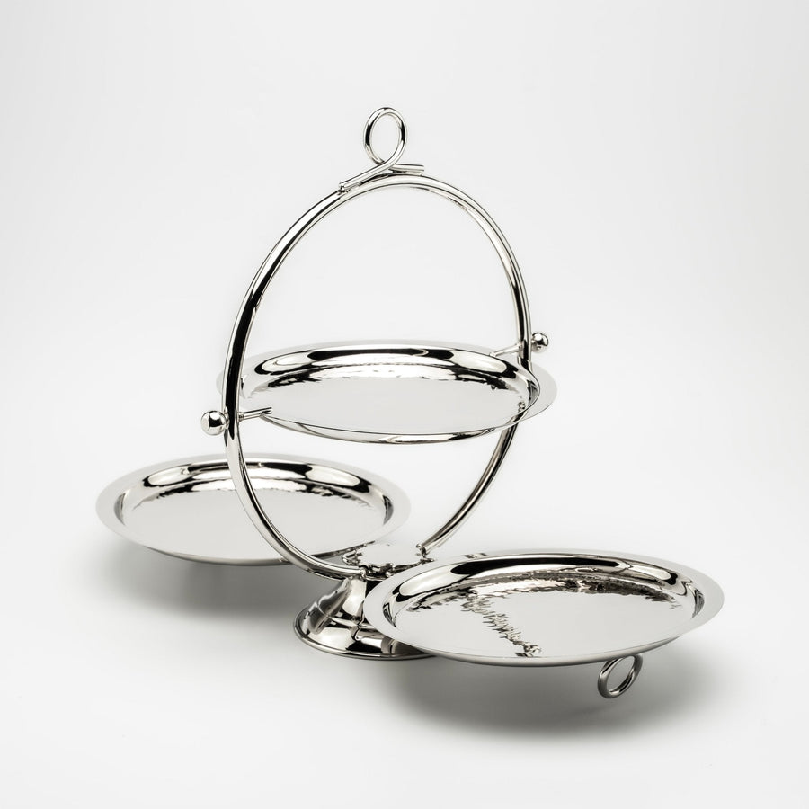 Elegant Chrome - Plated Pure Copper Two - Tier Serving Stand – Modern Dessert & Pastry Display Tray - Alfiq's Store