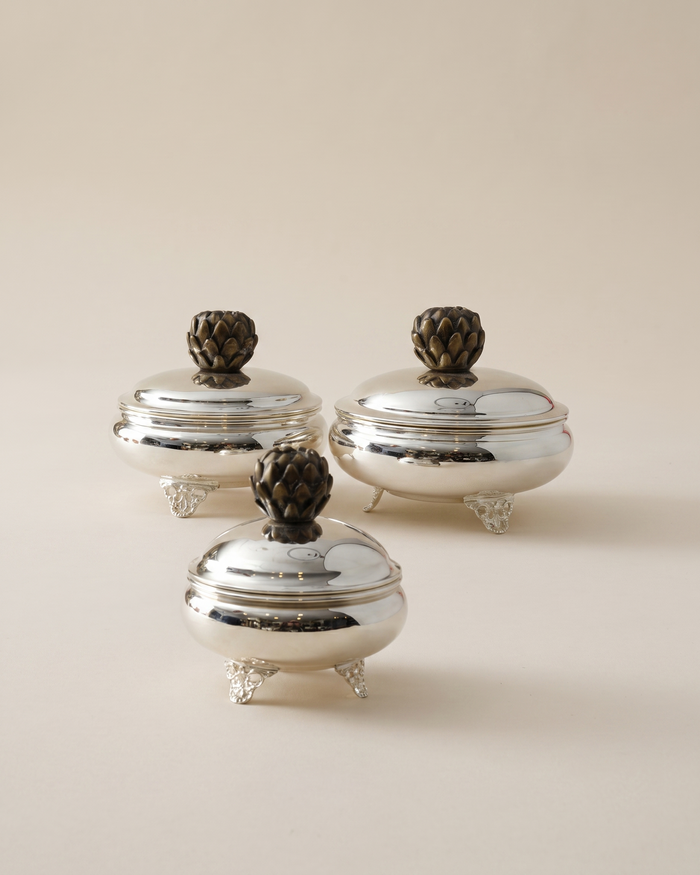 Artichoke Silver Box with Sculptural Lid – Decorative Storage Box
