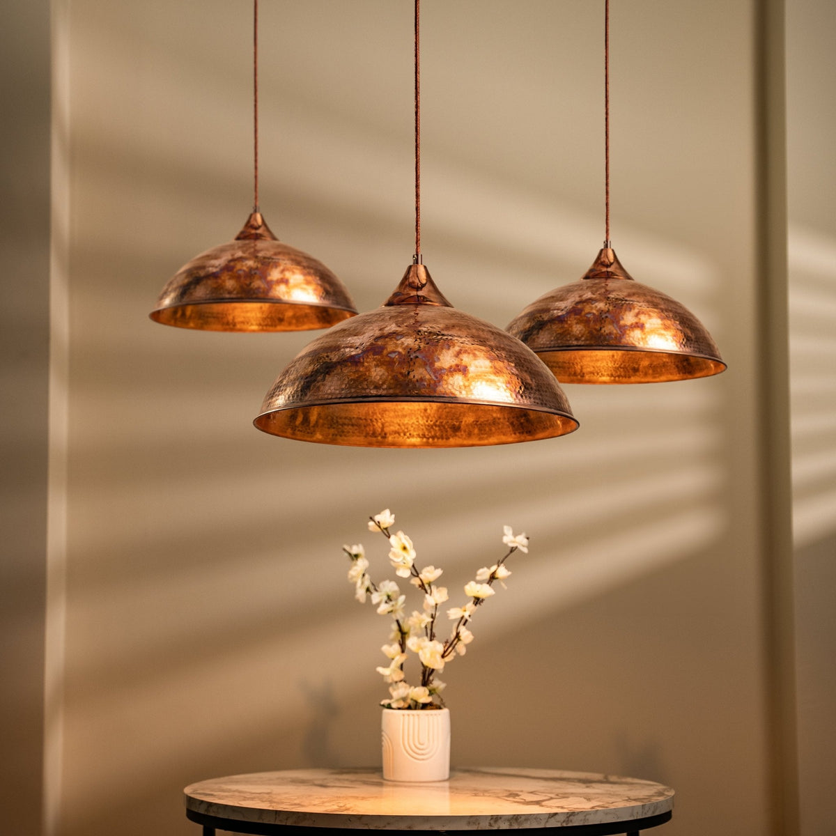 Handmade Aged Copper Pendant Light – Vintage Charm with a Timeless Glow - Alfiq's Store