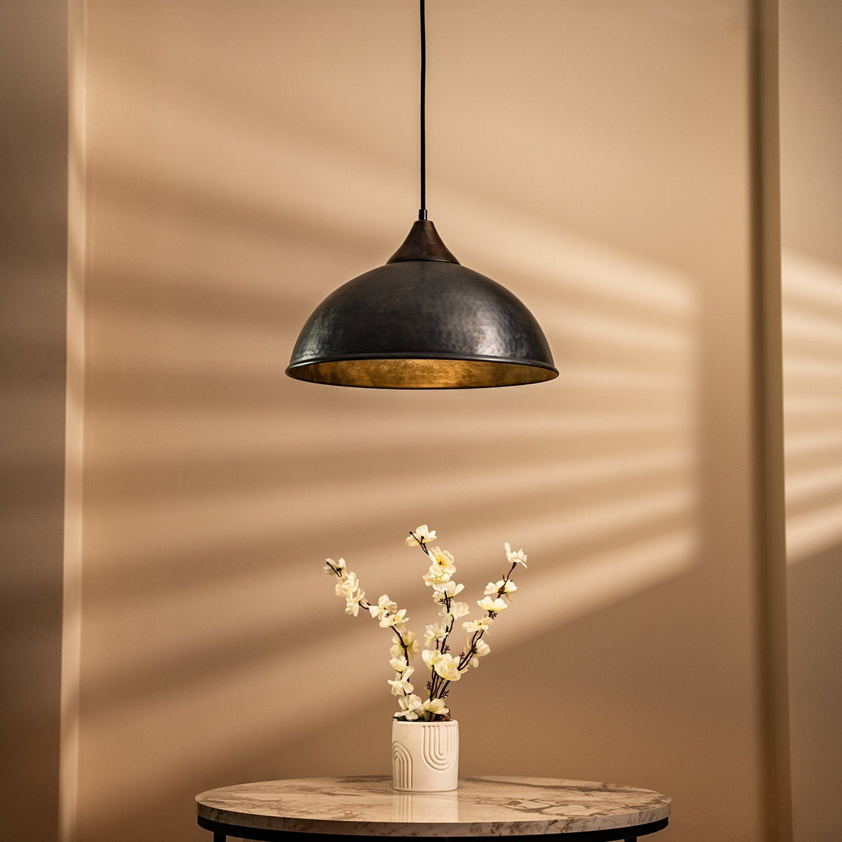 Handmade Farmhouse Copper Pendant Light | Dark Copper & Green Patina Chandelier - Alfiq's Store