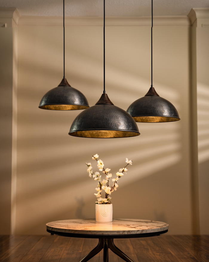 Handmade Farmhouse Dark Copper Pendant Light – Timeless Elegance for Interior & Exterior Spaces