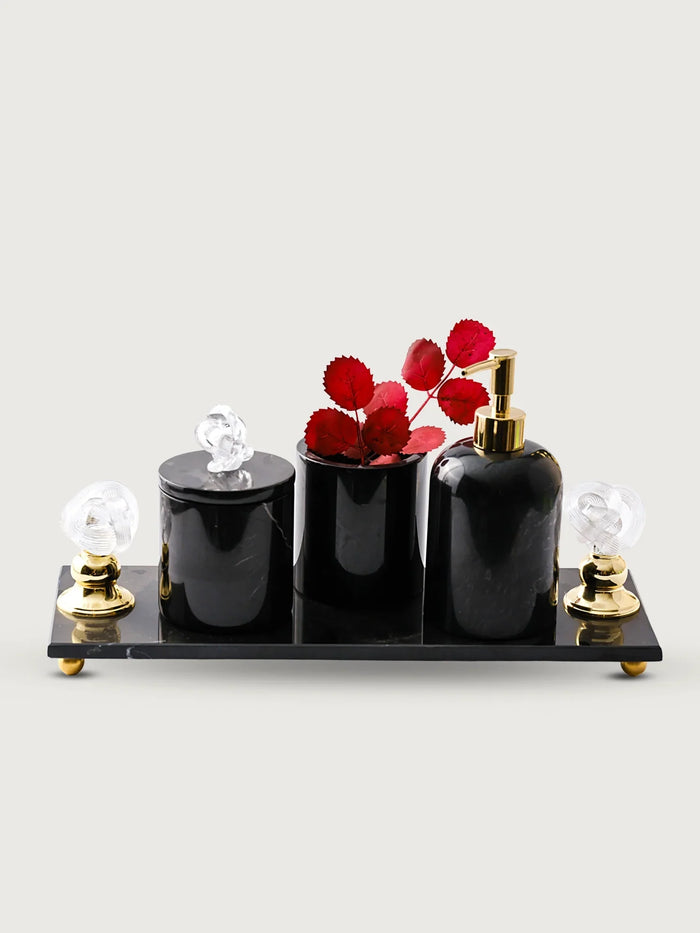 Glass Bath Set — Tray, Holder, Box, Soap Dish & Dispenser II