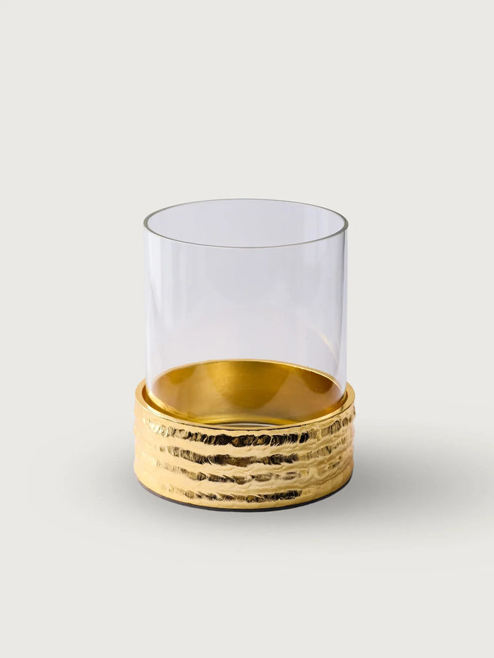 Molten Brass Glass Candlestick I — Large