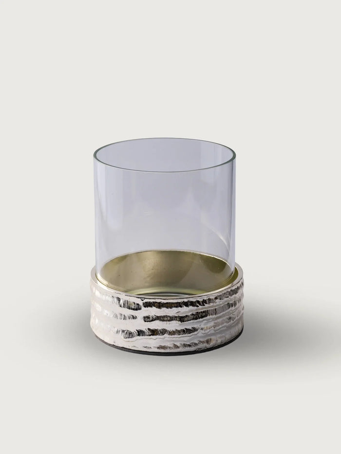 Molten Brass Glass Candlestick II — Large
