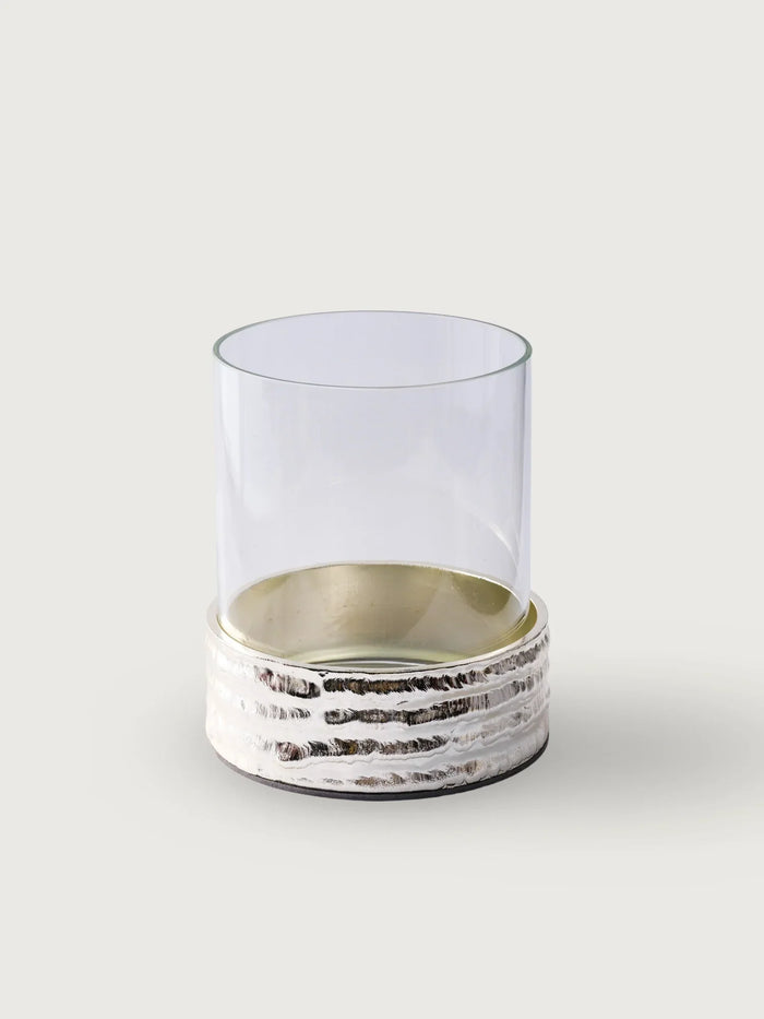Molten Brass Glass Candlestick — Medium