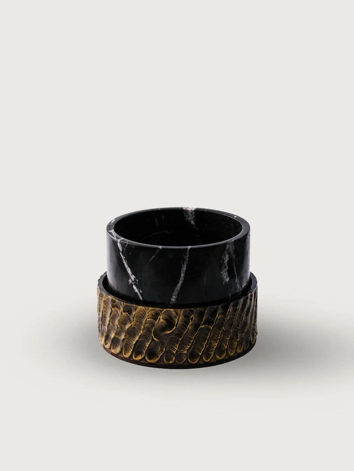 Molten Brass Marble Candlestick I