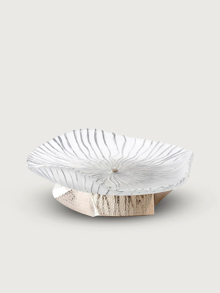 Sandblasted Amorphous Glass Plate on Brass Base — Medium