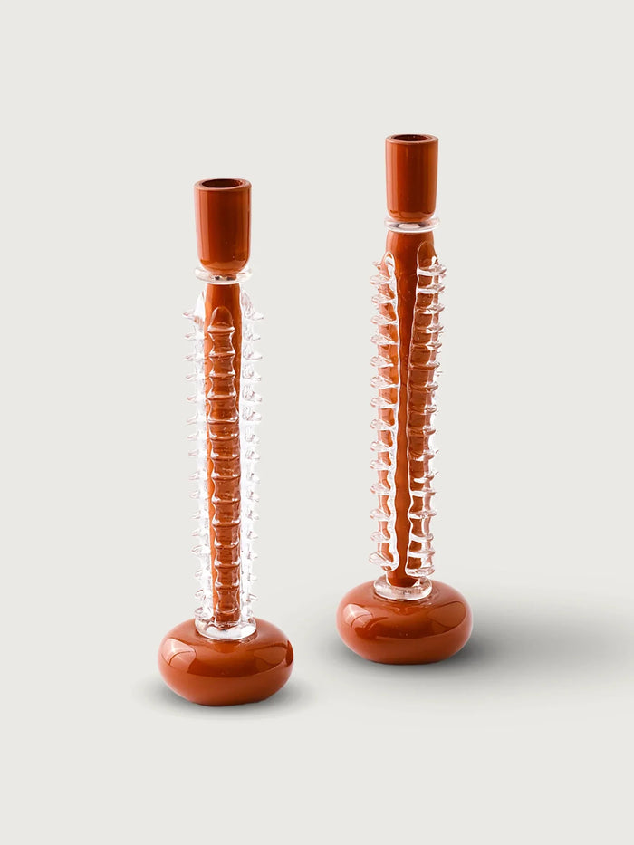 Ridged Glass Candle Holder — Medium