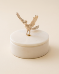Flying Bird Marble Box with Sculptural Brass Lid – Elegant Gift Box for Jewelry