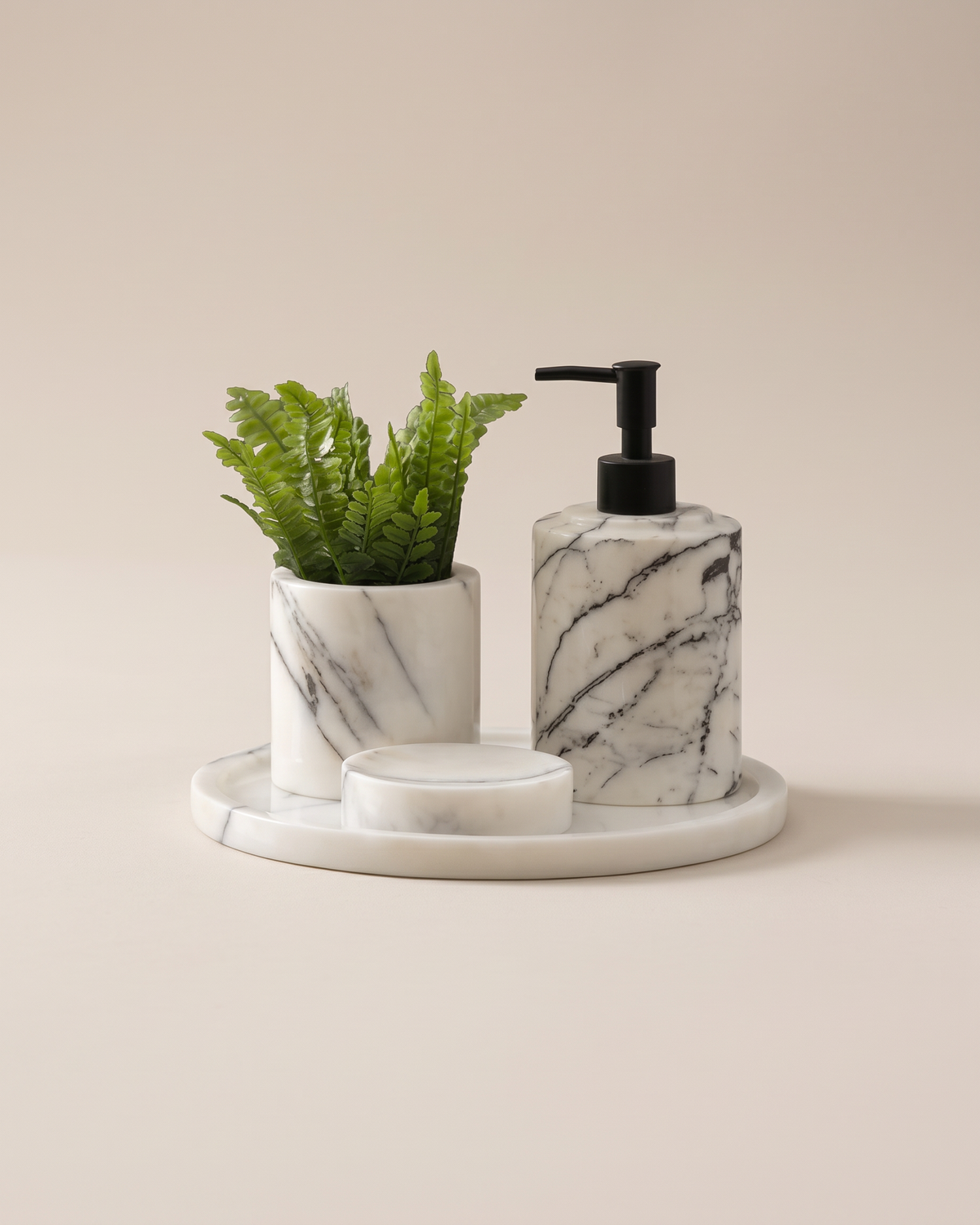 Round Marble Bathroom Set (Set of 4)