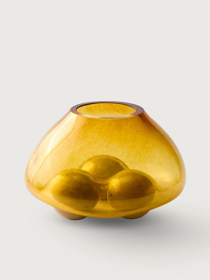 Glass Bowl with Three Brass Spheres