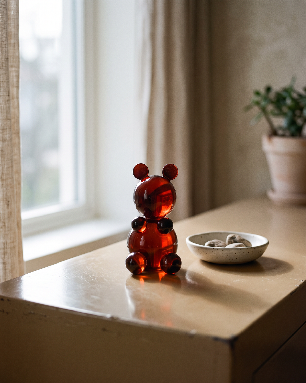 Glass Bear Figurine — styled interior